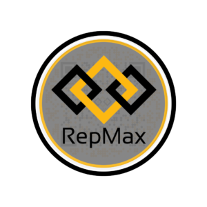 A black and yellow logo for repmax